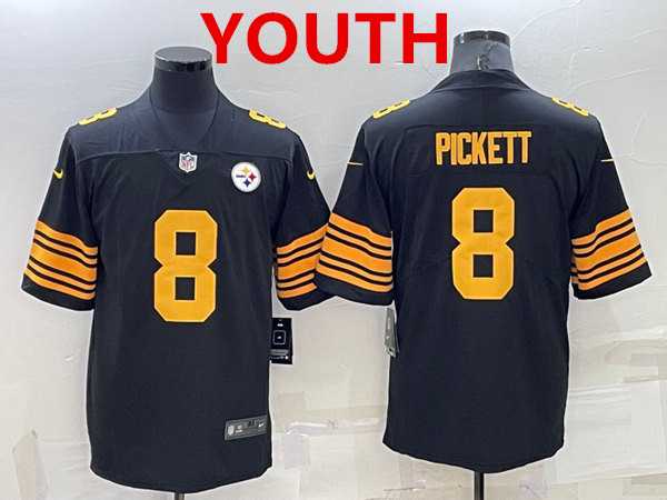 Youth Pittsburgh Steelers #8 Kenny Pickett Black Color Rush Stitched NFL Nike Limited Jersey->ottawa senators->NHL Jersey